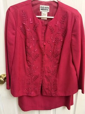 Women's Pink Embroidered Suit